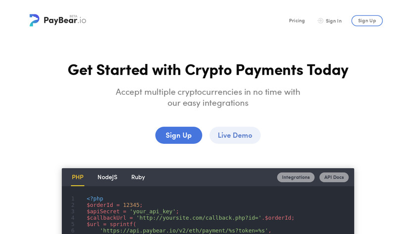 Paybear Landing Page