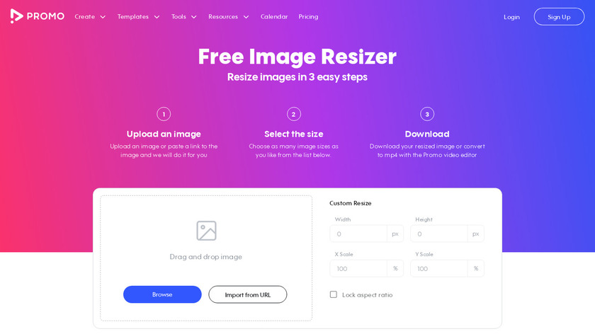 Promo Instant Image Resizer Landing Page
