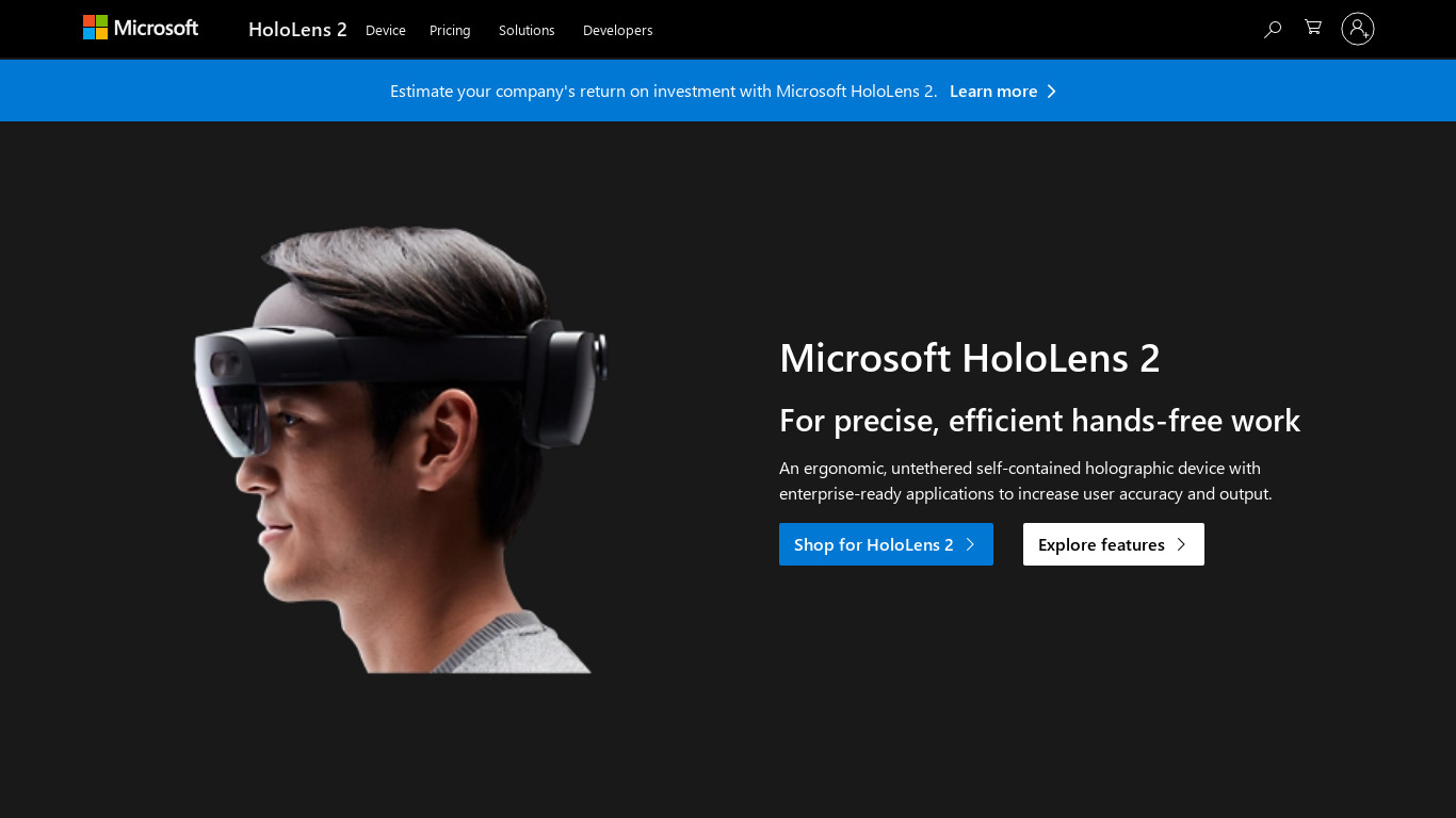 Microsoft Hololens Landing page