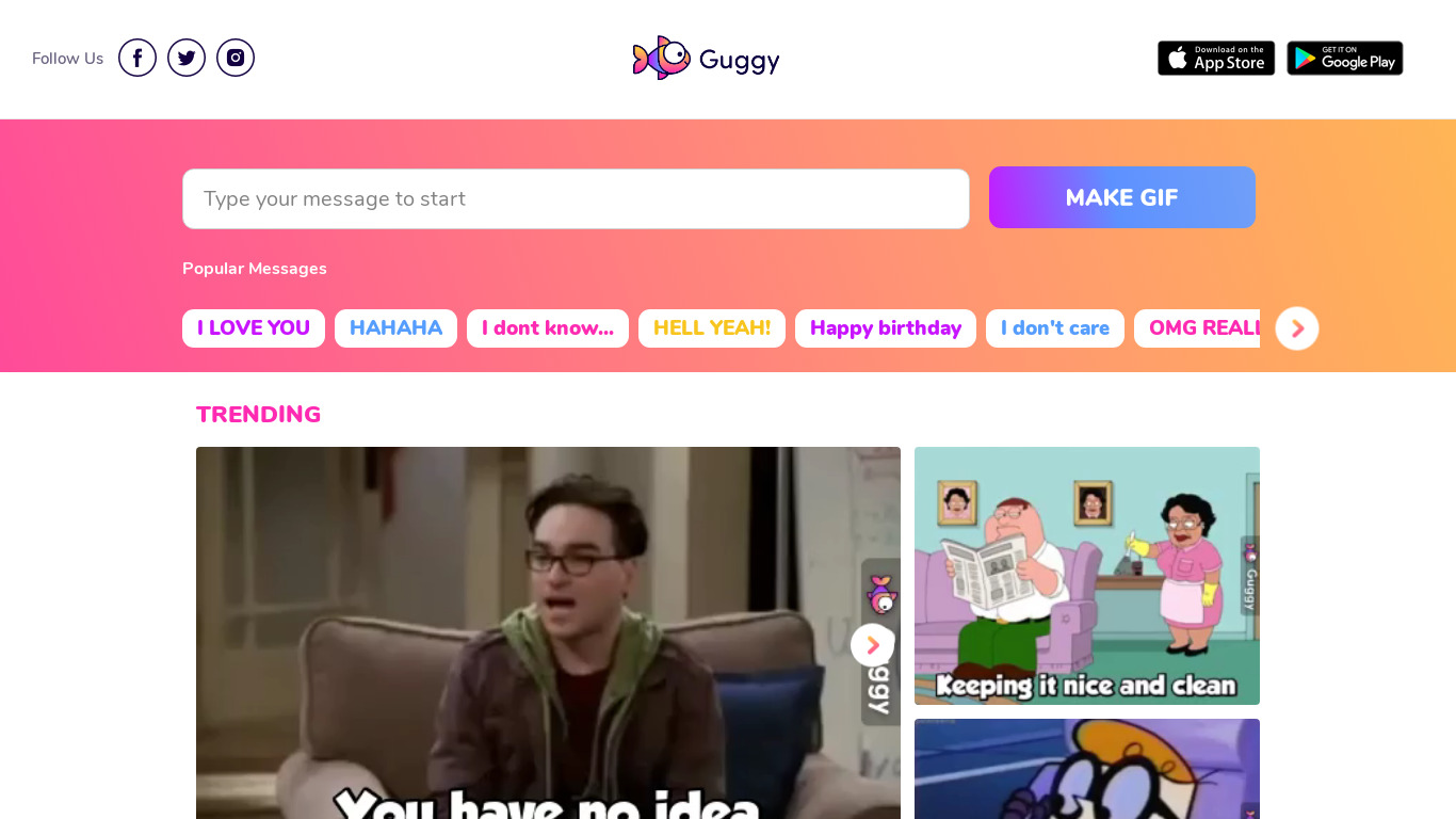 Guggy Landing page