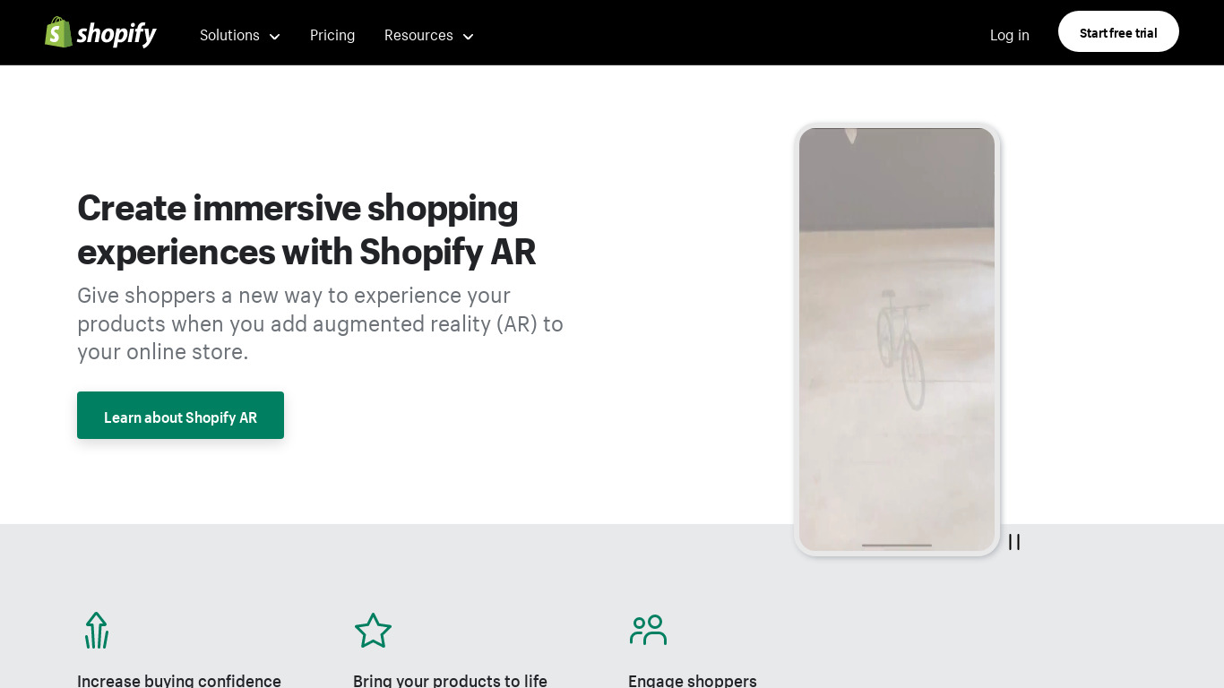 Shopify AR Landing page