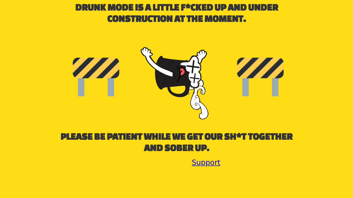 Drunk Mode Landing page