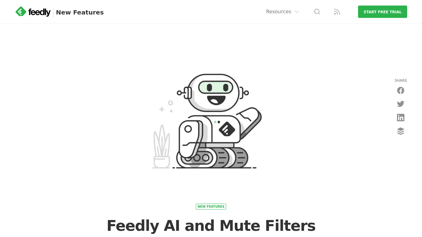 Mute Filters by Feedly Landing page