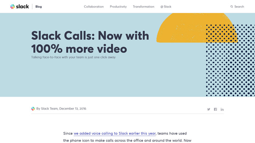 Slack Video Calls Landing Page