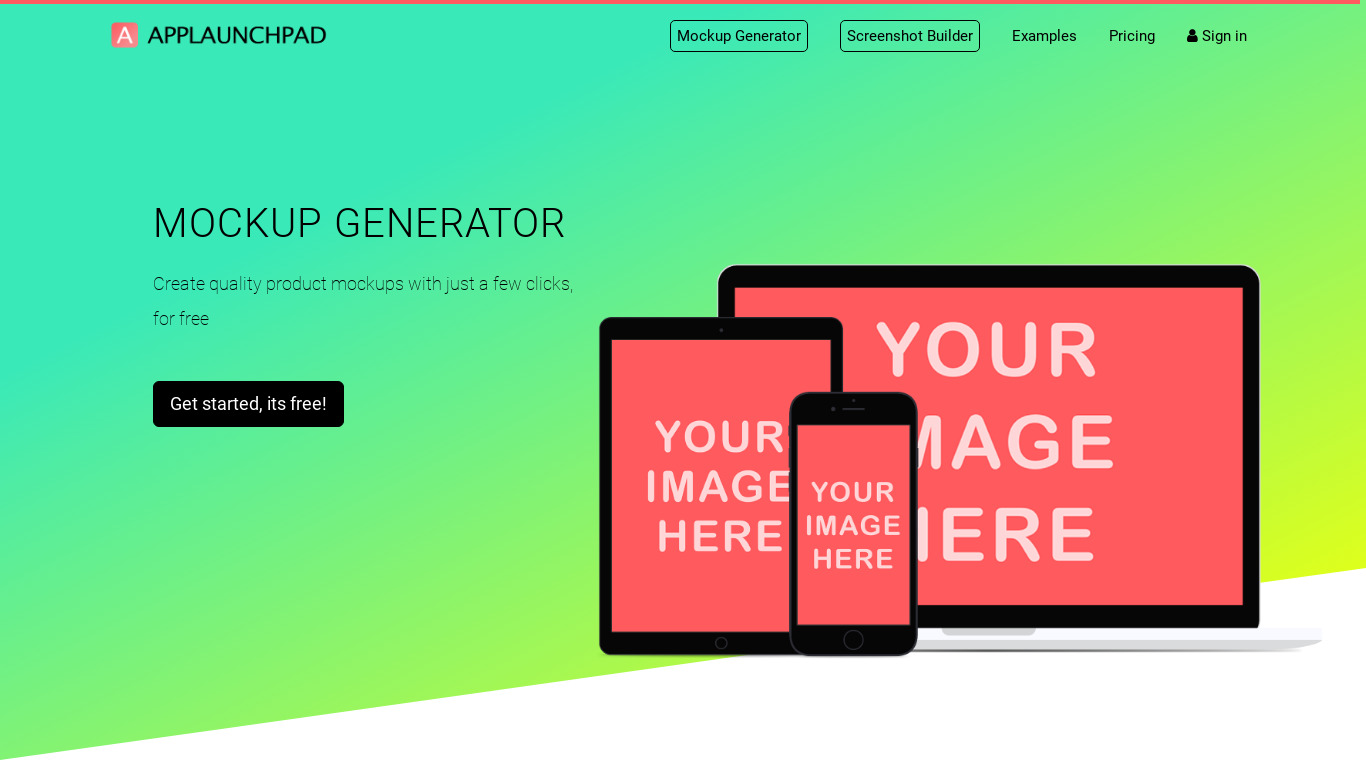 Mockup Generator Landing page