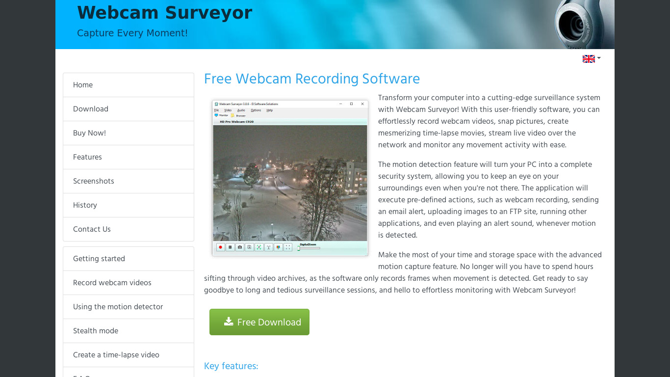webcam surveyor Landing page