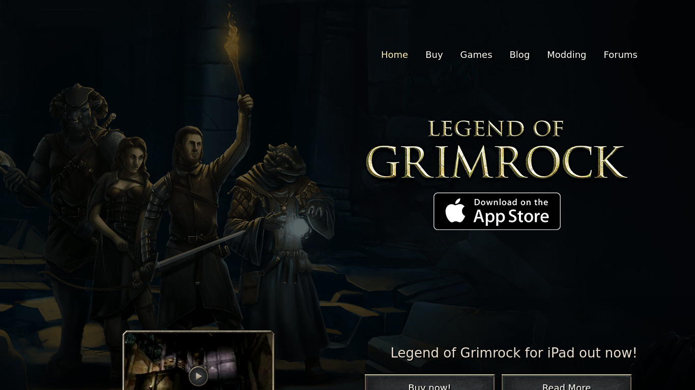 Legend of Grimrock Landing page