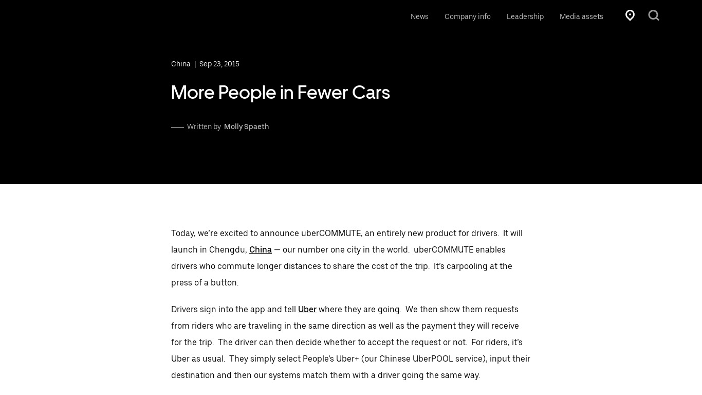 uberCOMMUTE Landing page