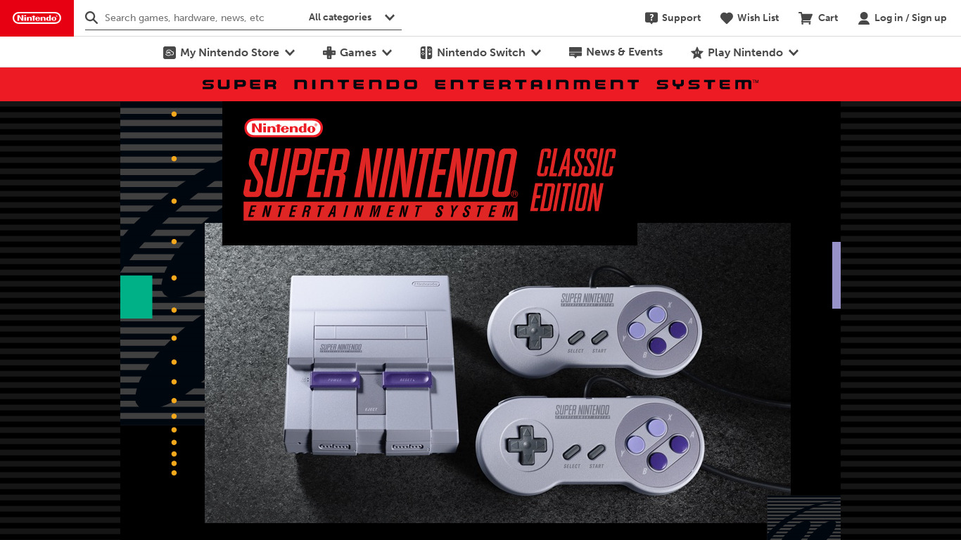 Super Nintendo Classic Edition Landing page