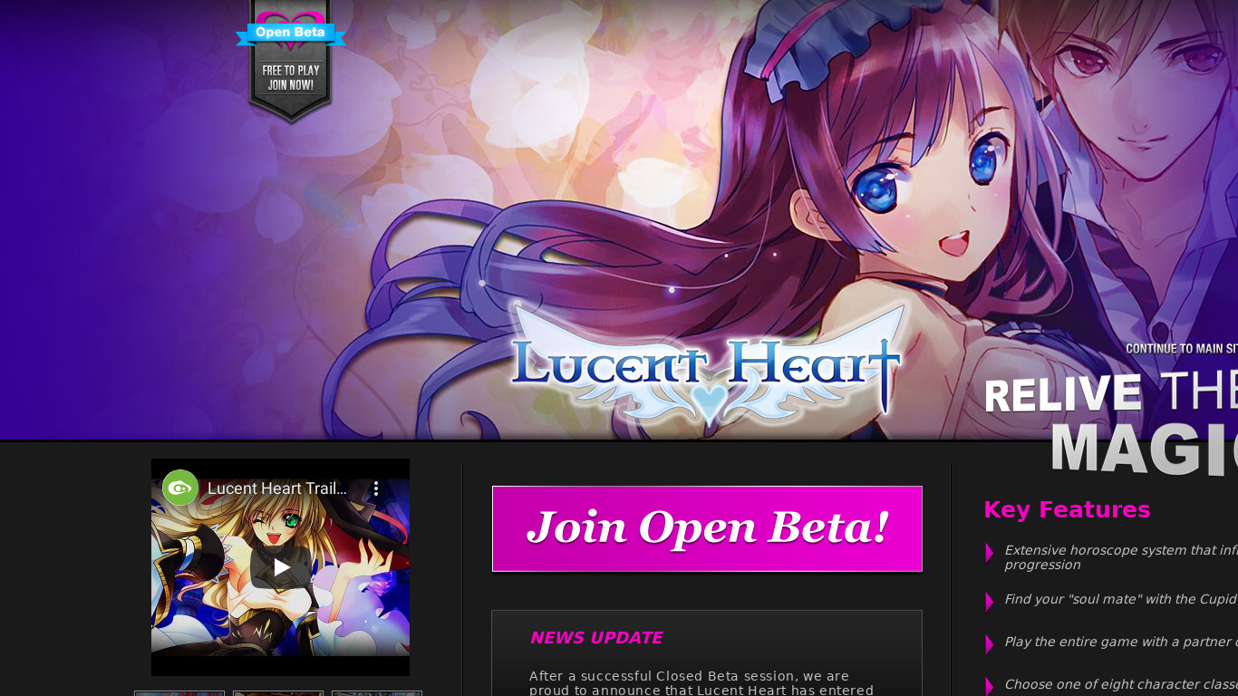 Lucent Heart Landing page