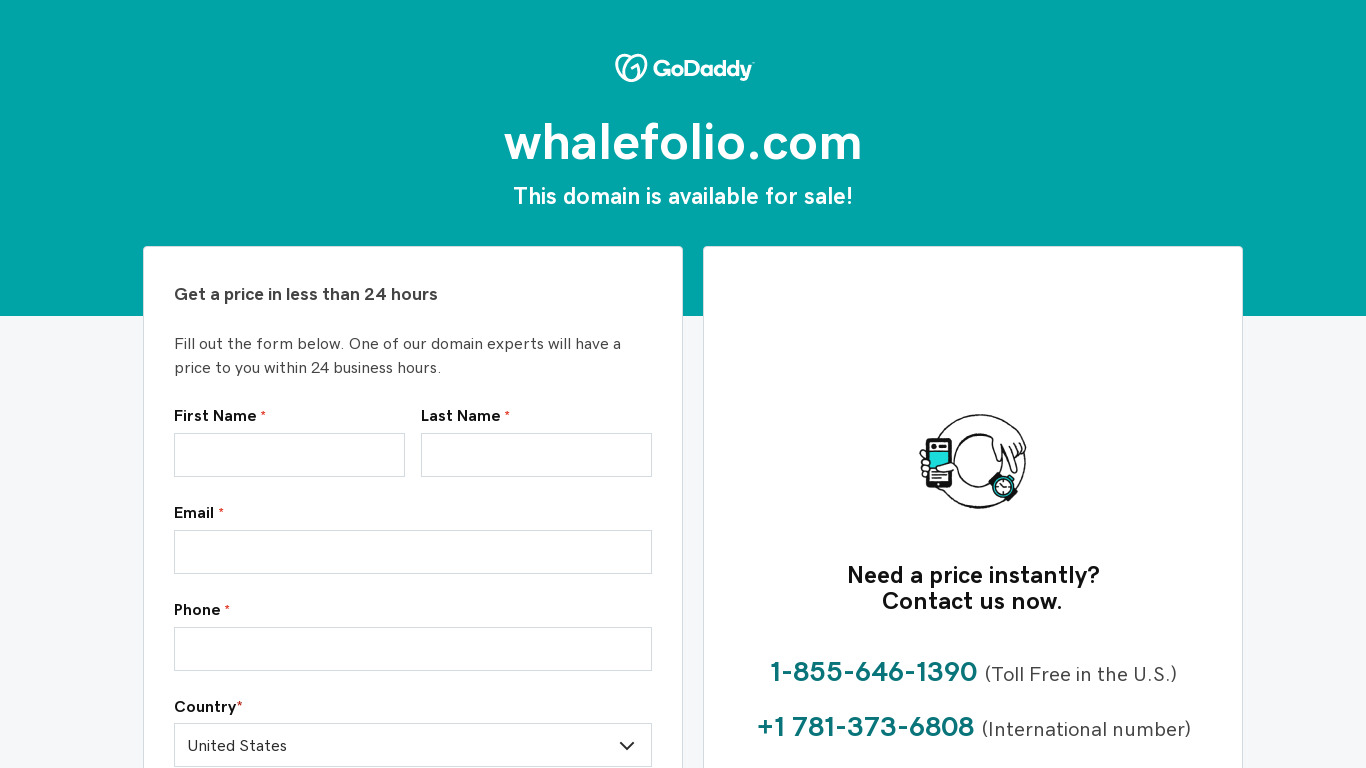 Whalefolio Landing page