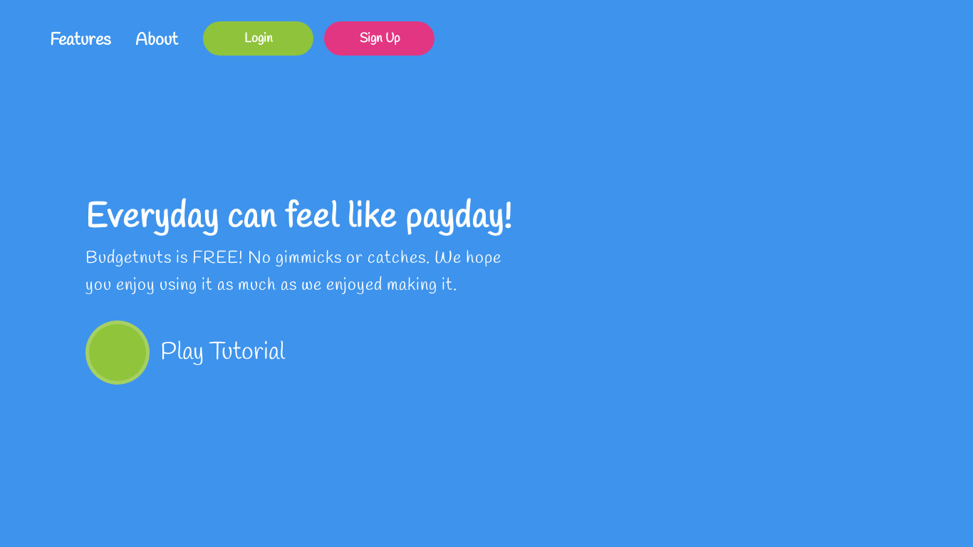 Budget Nuts Landing page