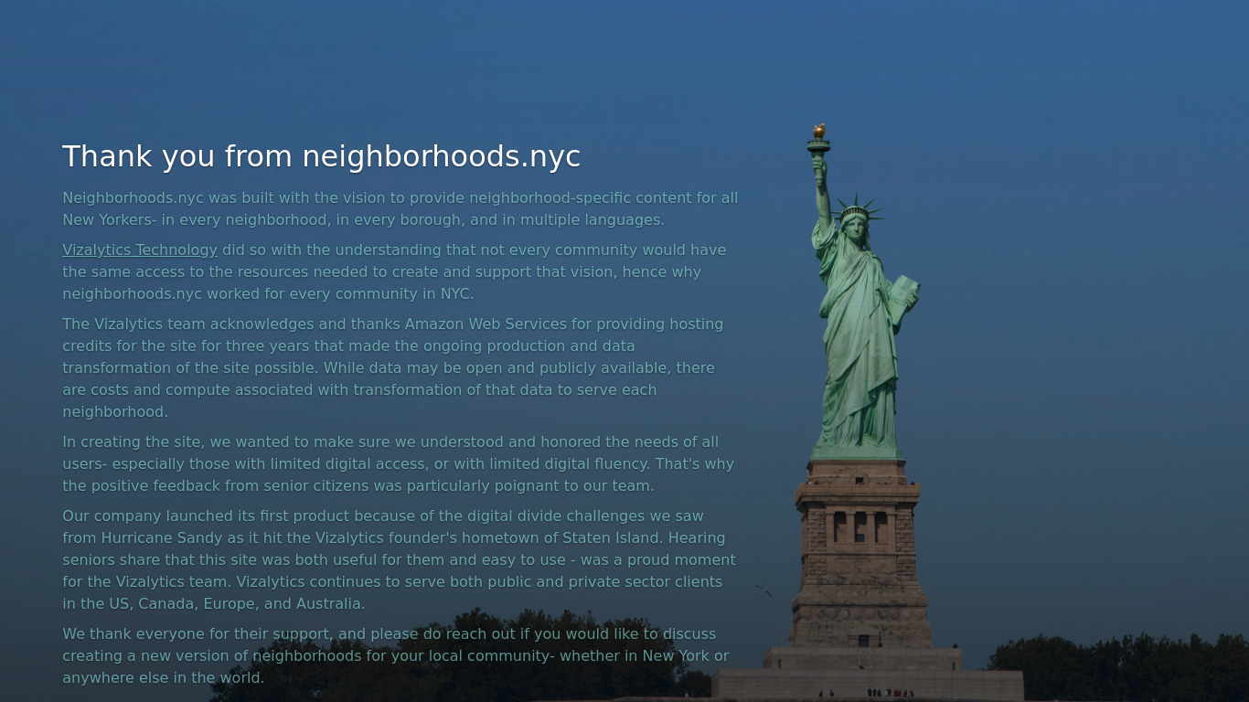 Neighborhoods.nyc Landing page