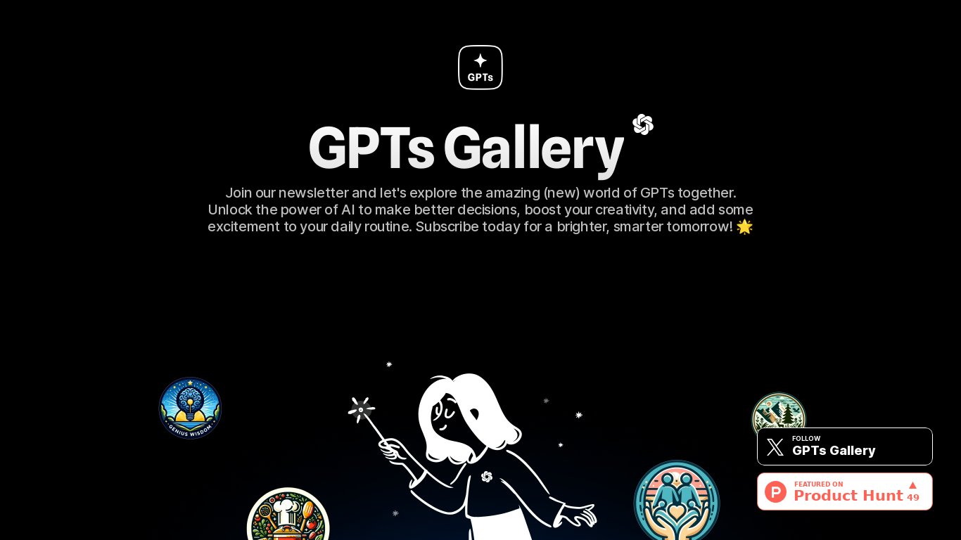 GPTs Gallery Landing page