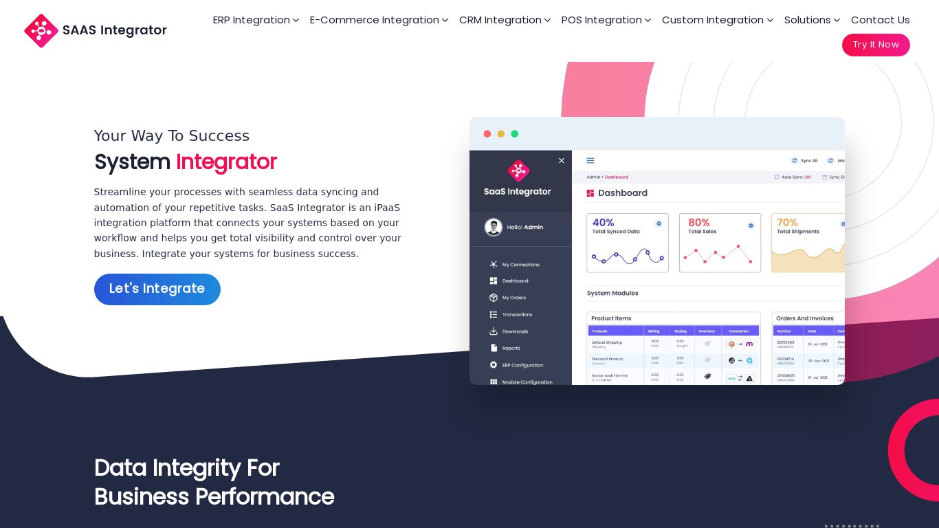 SaaS Integrator Landing page