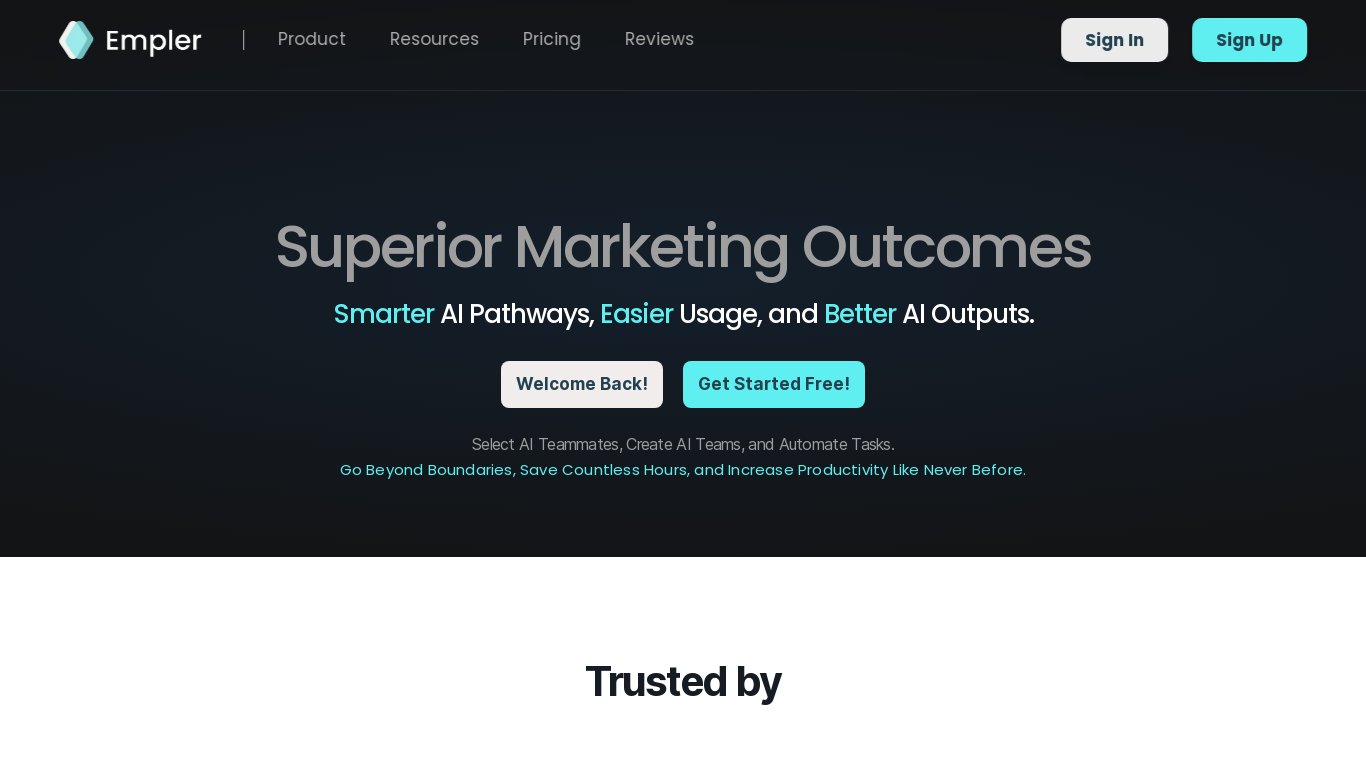 Empler AI Landing page
