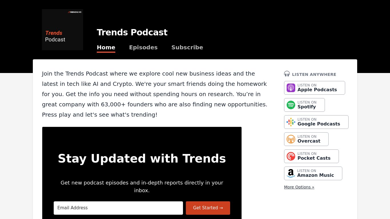 Trends Podcast Landing page