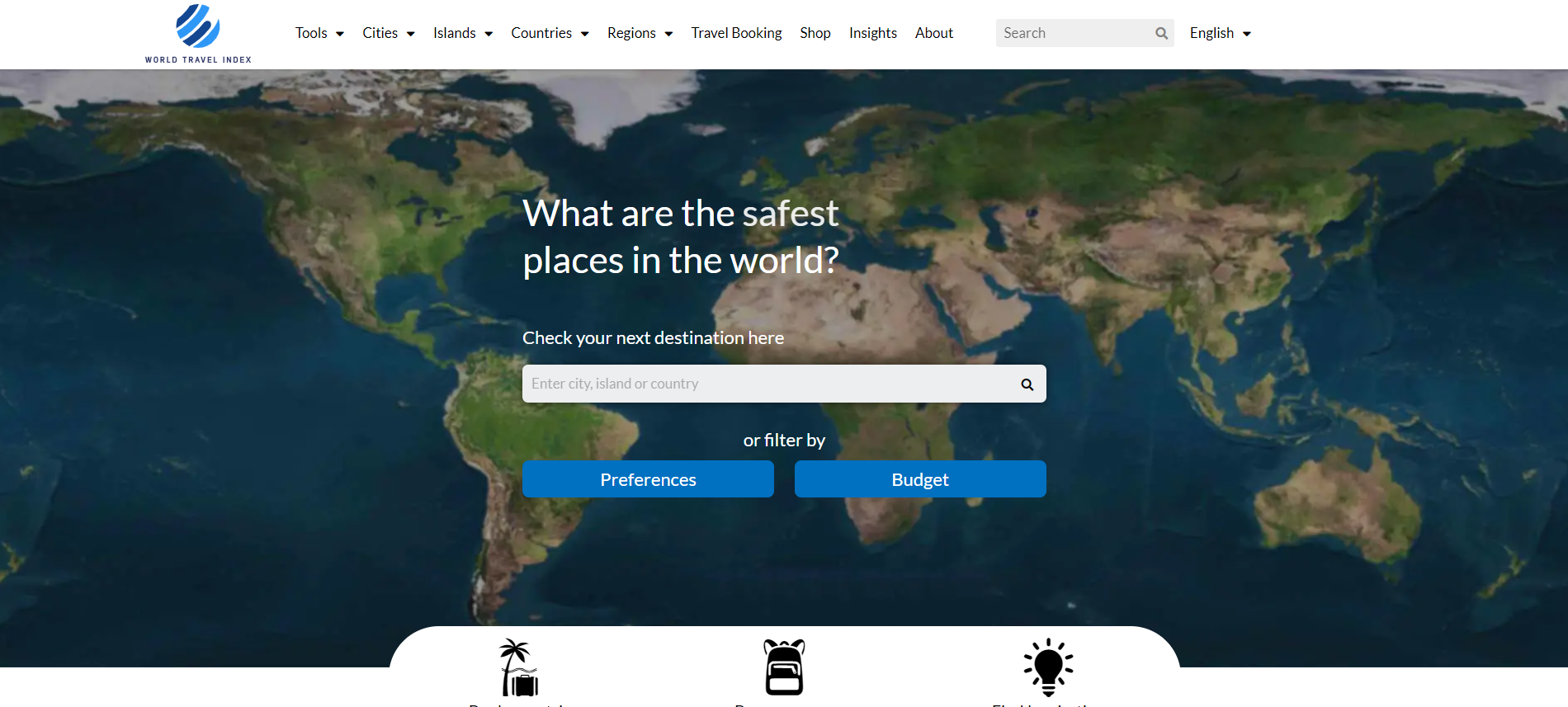 World Travel Index Landing page