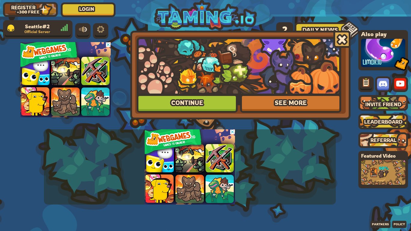 Taming.io Landing page
