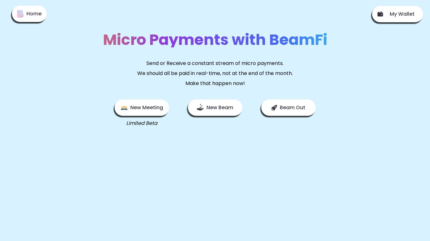 BeamFi Landing page