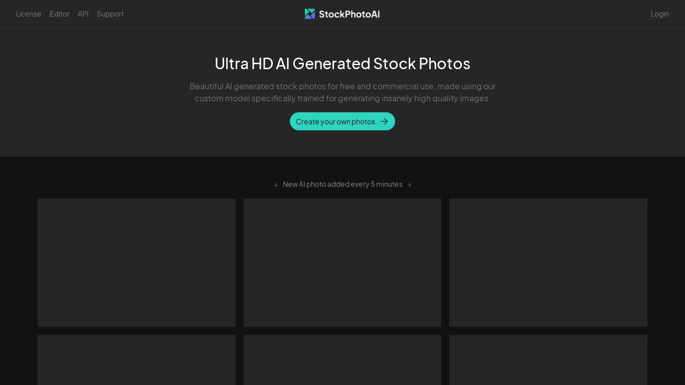 StockPhotoAI Landing page