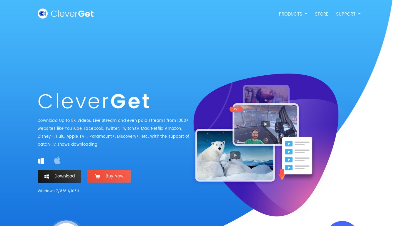 CleverGet Landing page