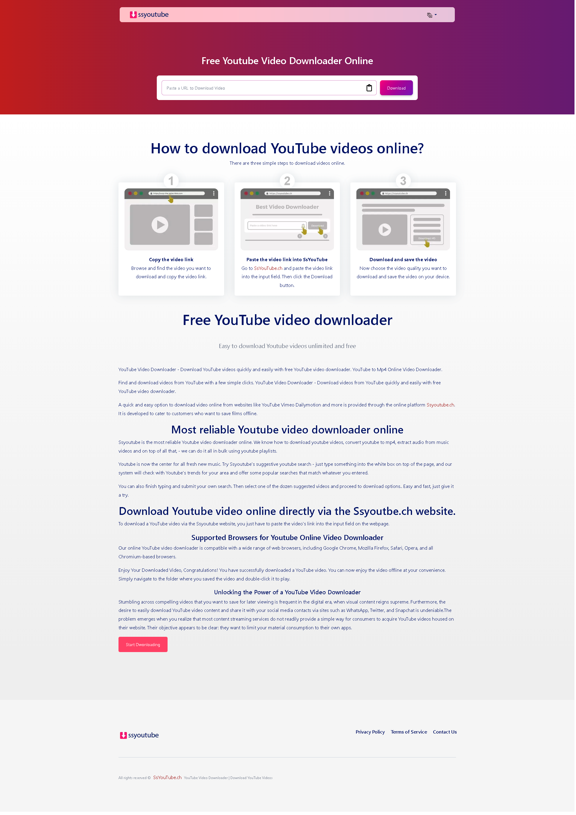 SSYouTube.ch Landing page