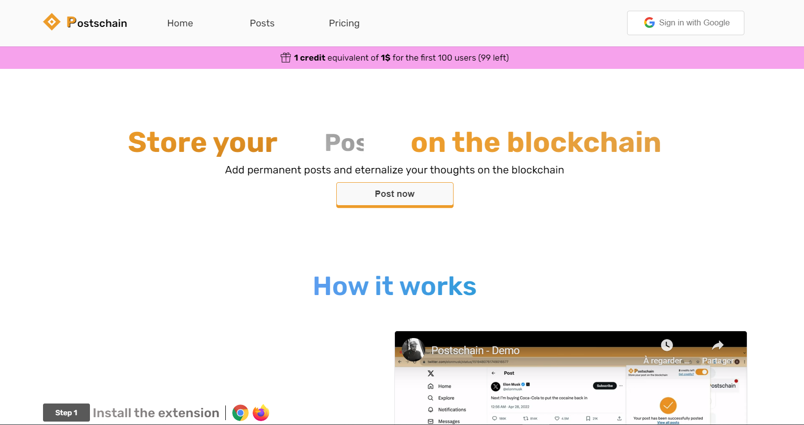 Postschain Landing page