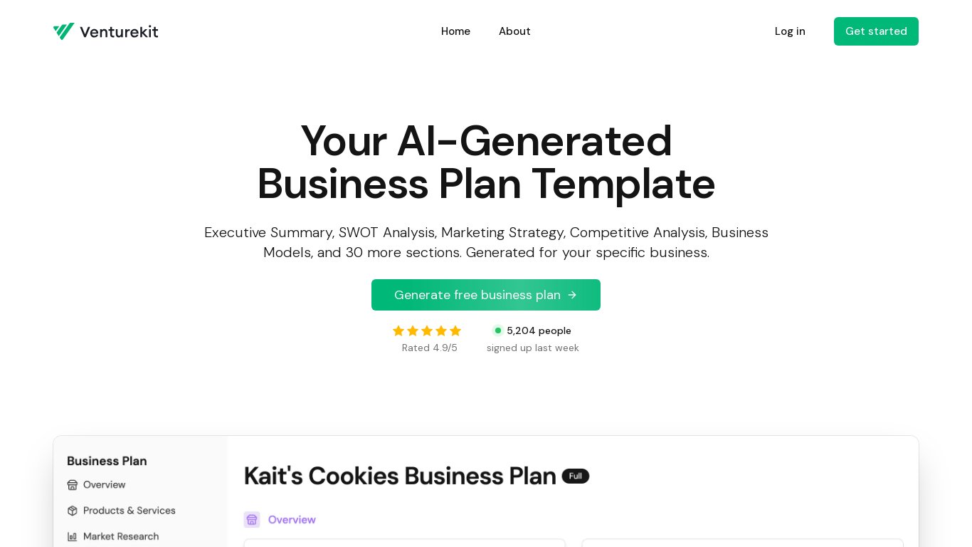 Venturekit Landing page