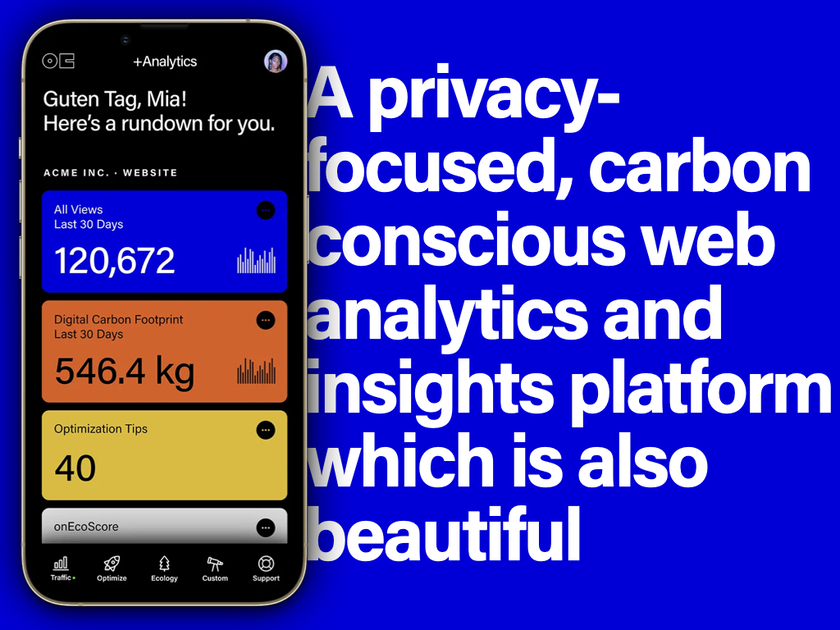 onEco Analytics Landing Page