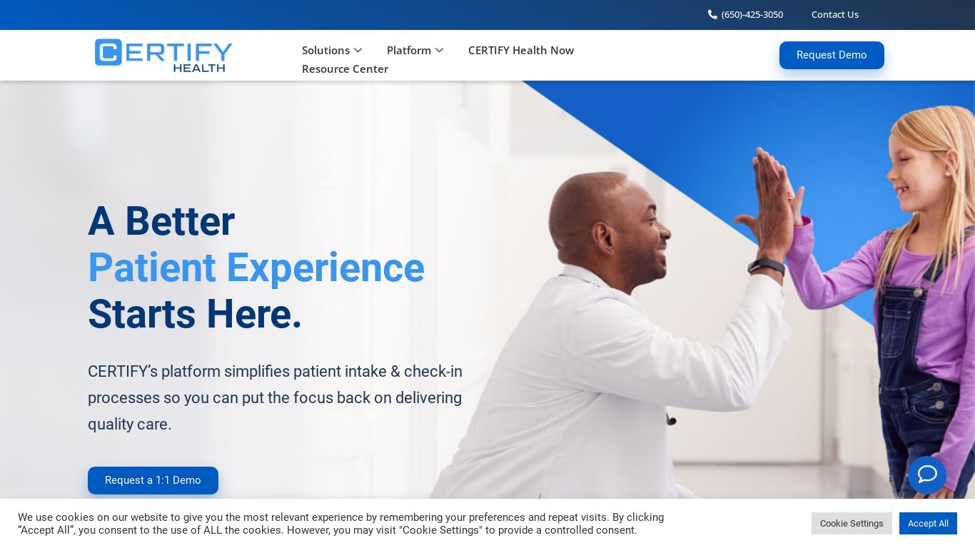 CERTIFY Health Landing page
