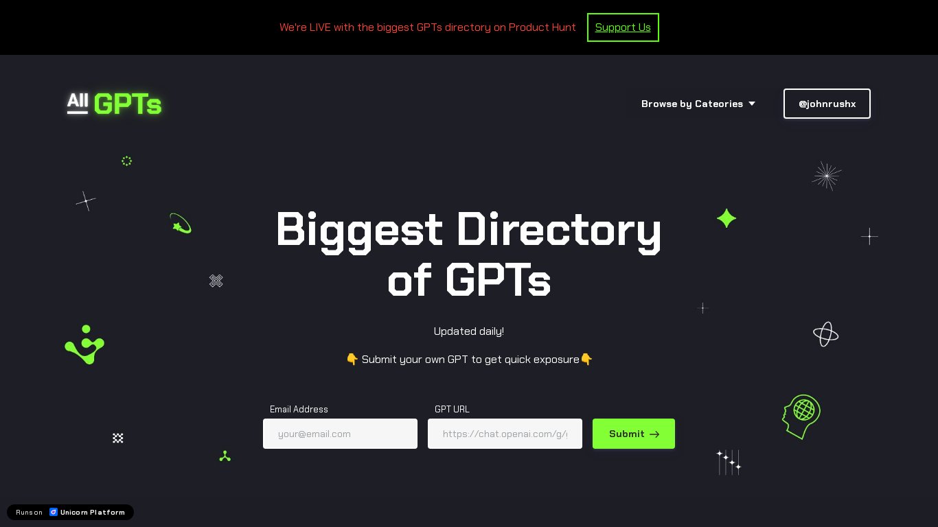 All GPTs Landing page