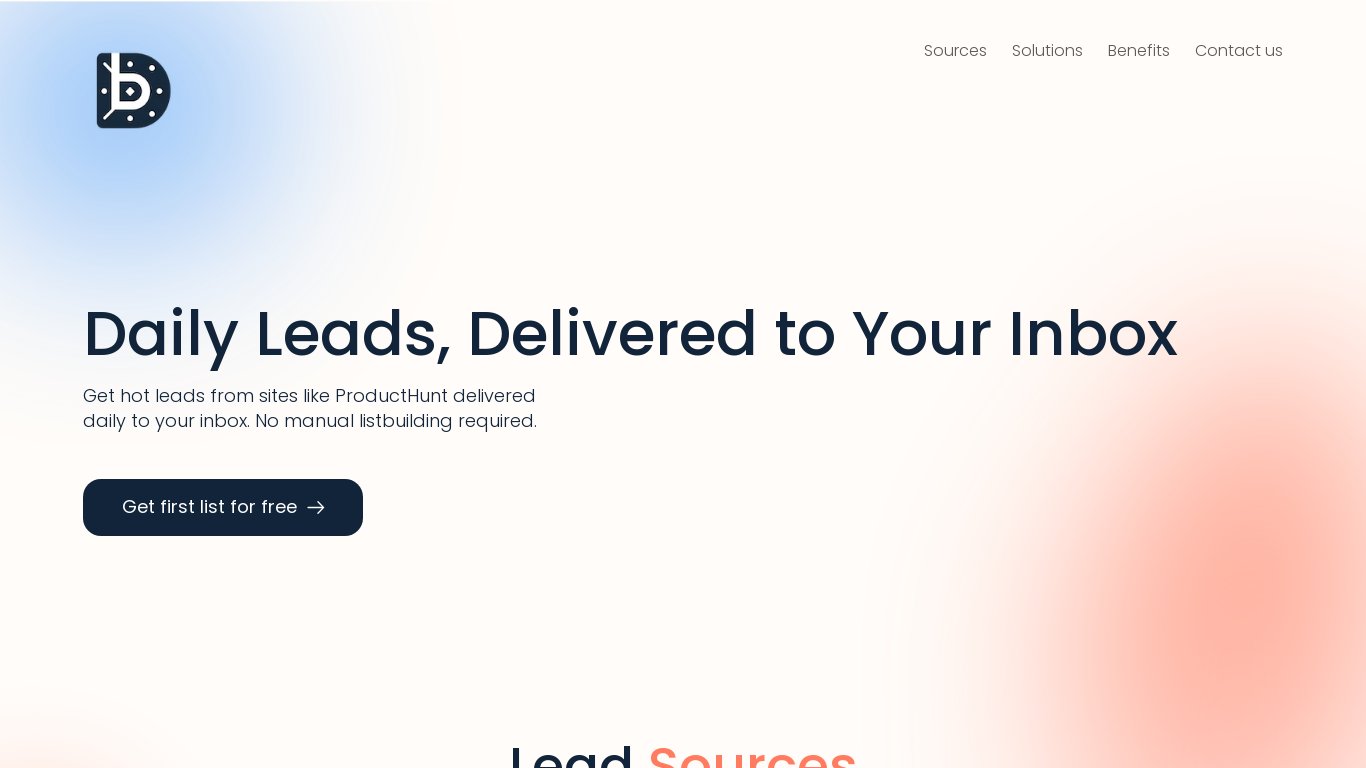 Daily Leadlists Landing page