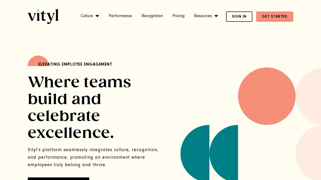 Vityl Landing page