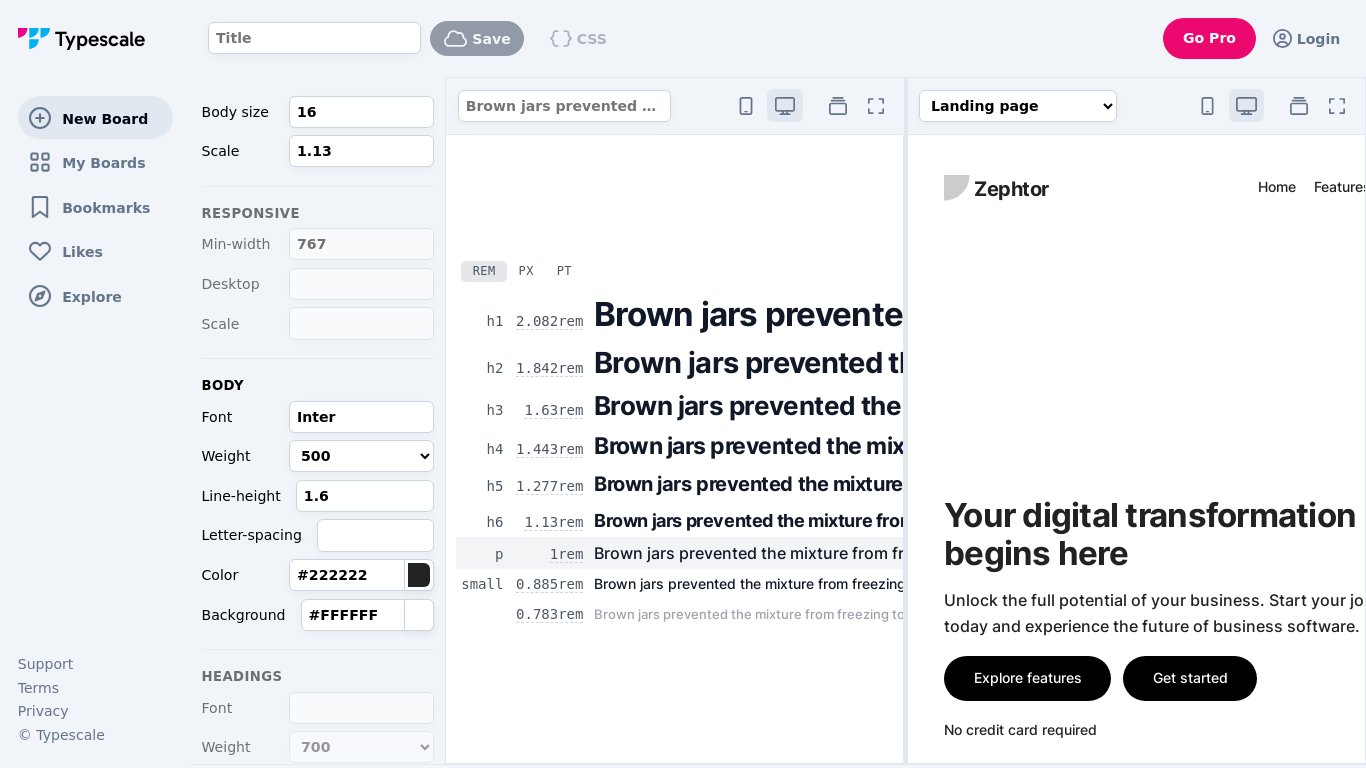 Typescale Landing page