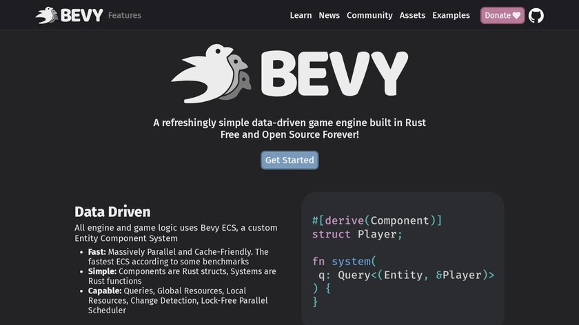Bevy Engine Landing Page