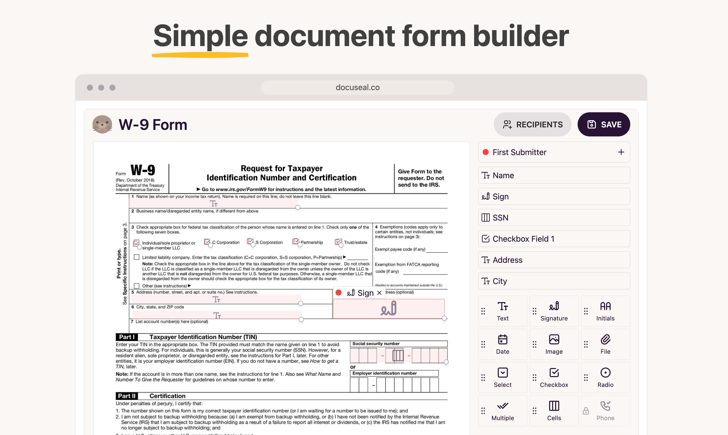 DocuSeal Form builder