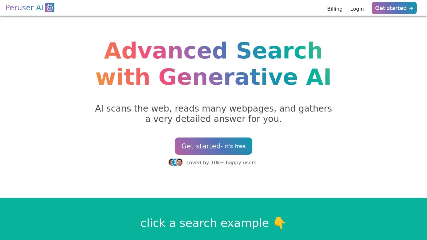 Peruser AI Landing page
