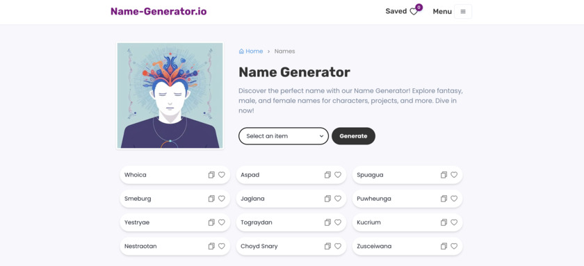 Name-Generator.io Landing Page
