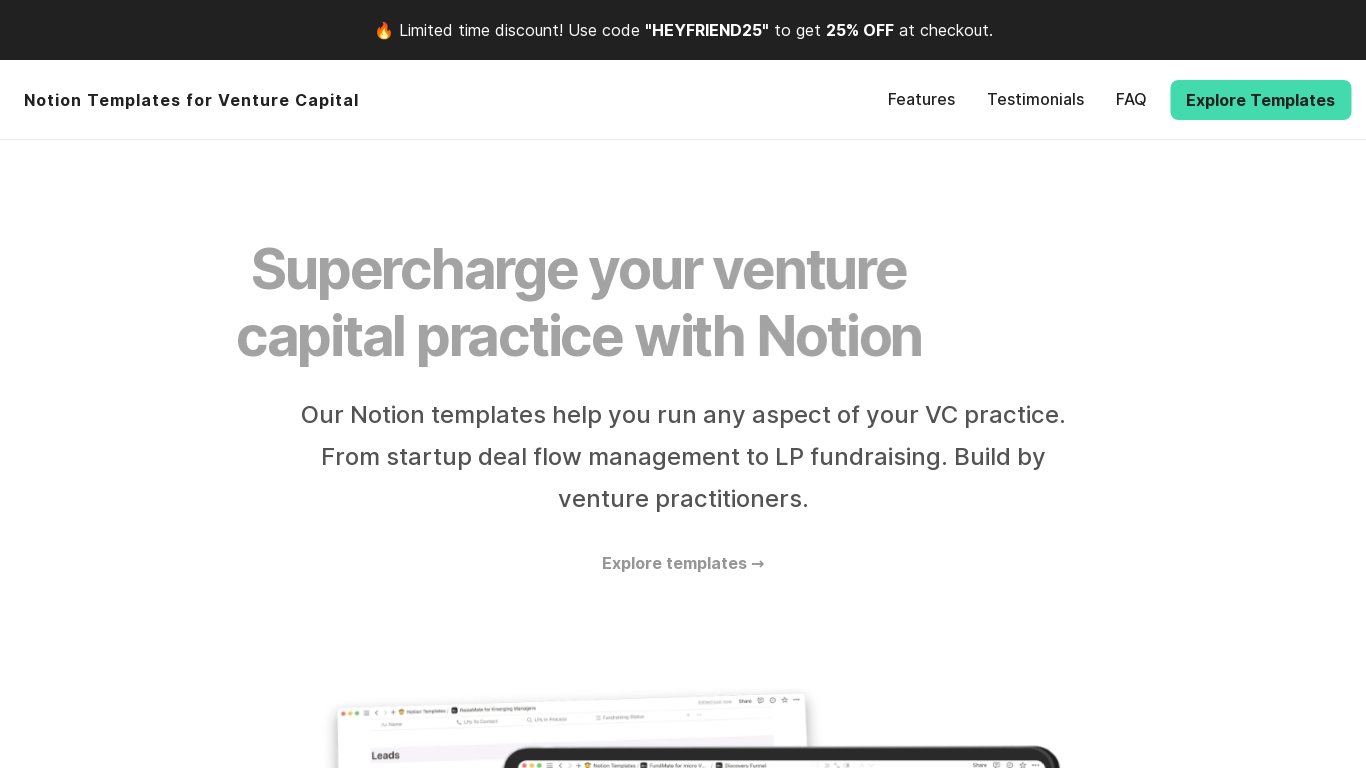 NotionVC.com Landing page