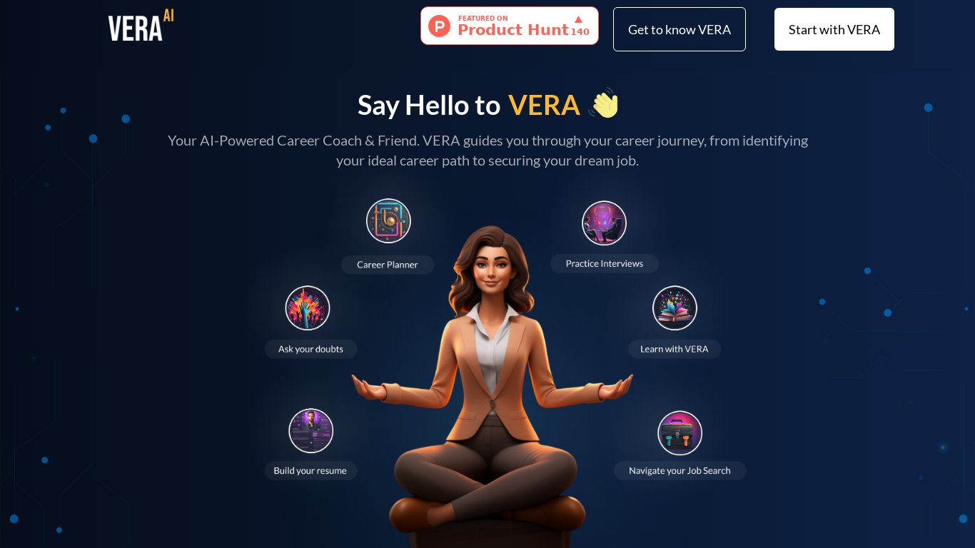 VERA (AI-Powered Career Coach & Friend) Landing page