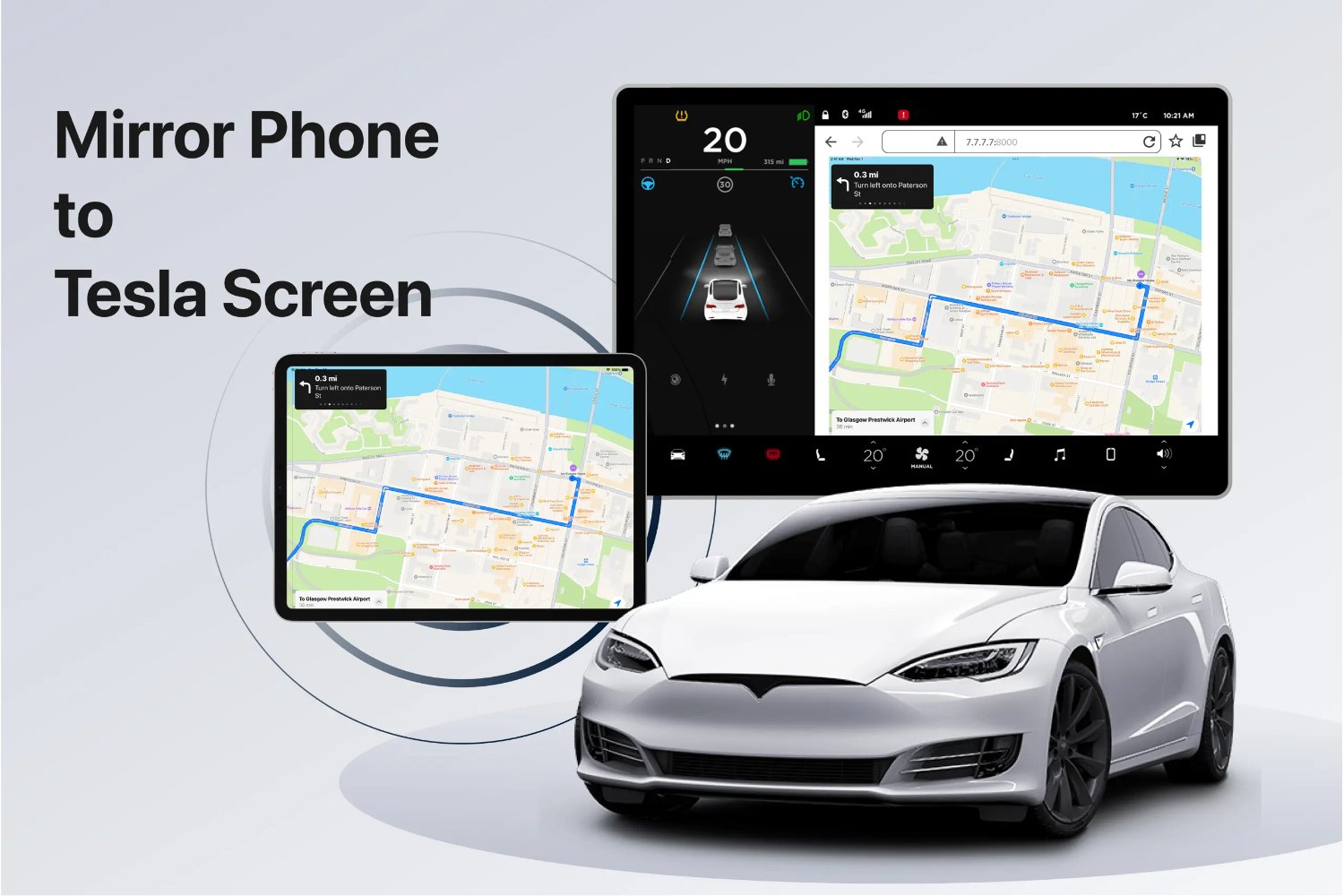 1001 TVs Tesla Mirroring Landing page