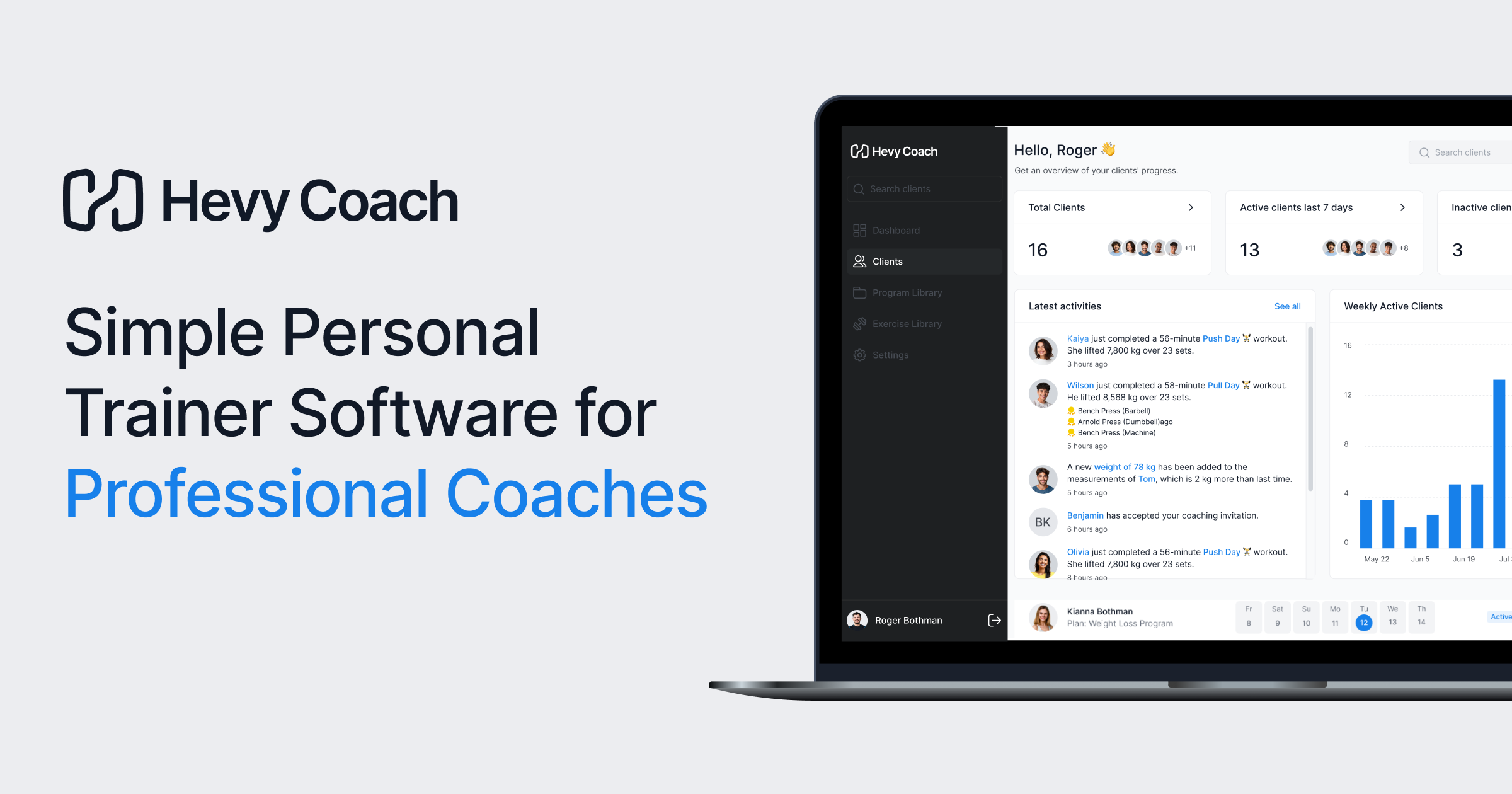 Hevy Coach Landing page