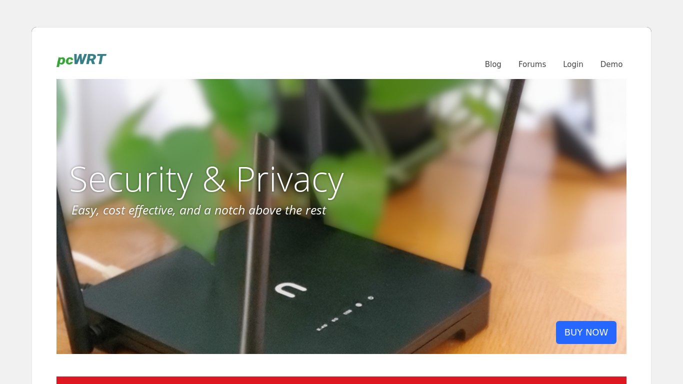 pcWRT Secure WiFi Router Landing page