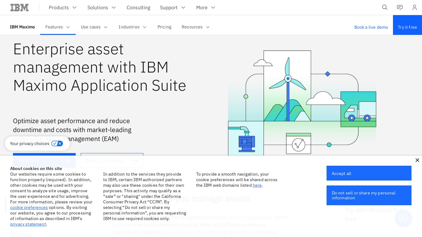 IBM Maximo Asset Management Landing page
