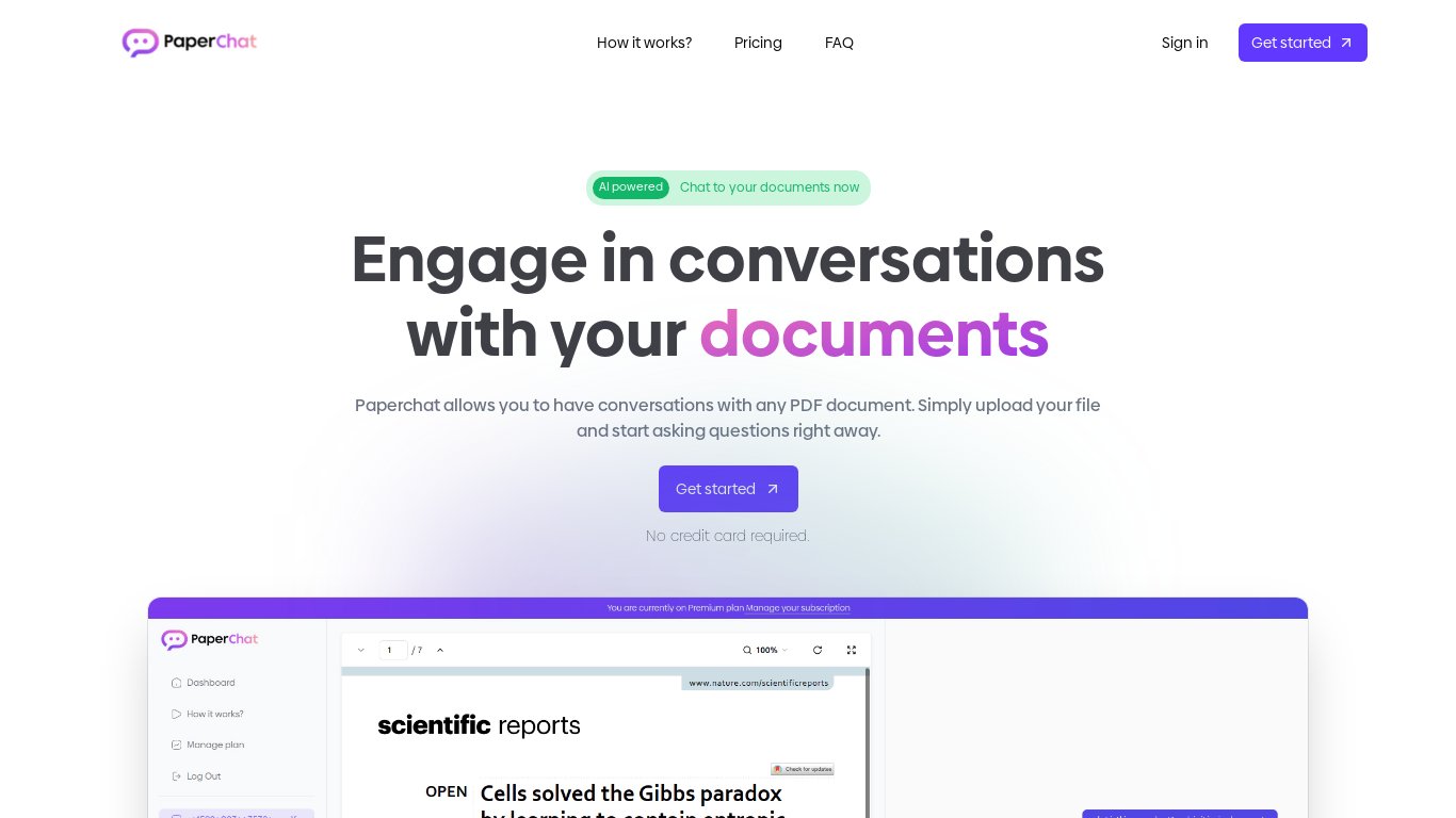 PaperChat.io Landing page