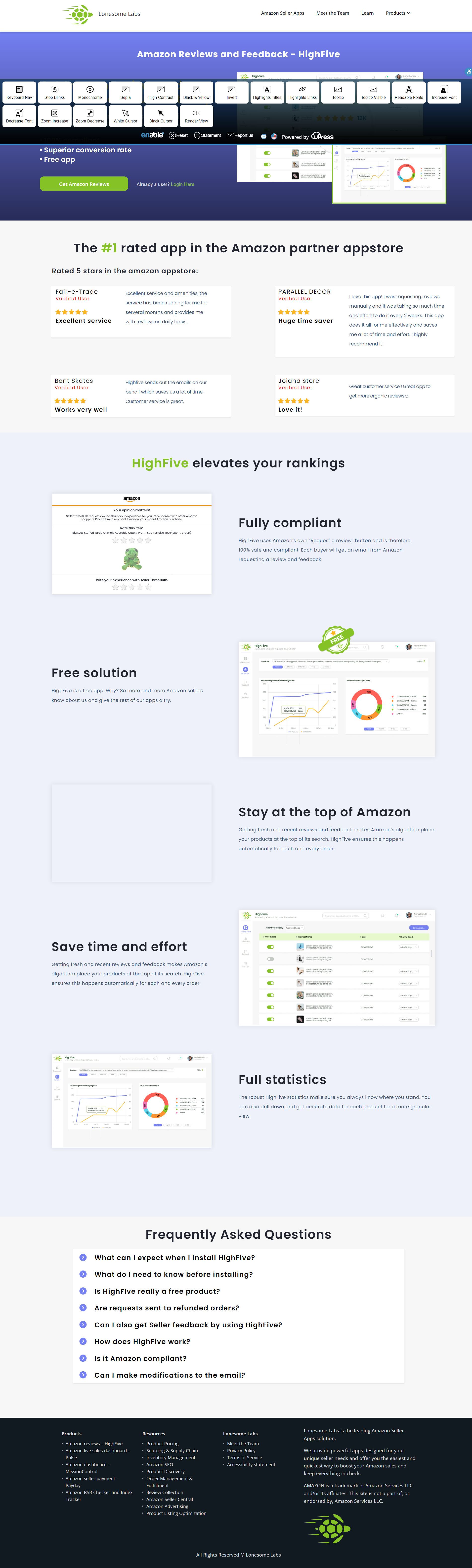 HighFive by Lonesome Labs Landing page
