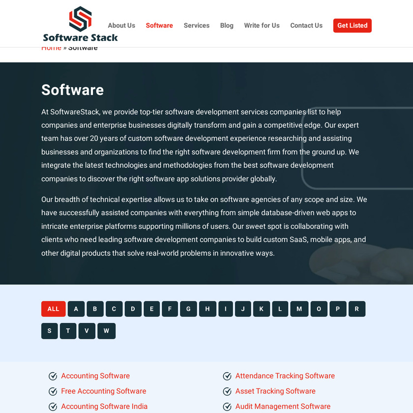 SoftwareStack Landing Page