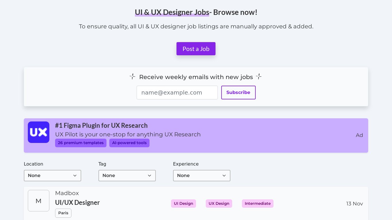UI & UX Designer Jobs Landing page