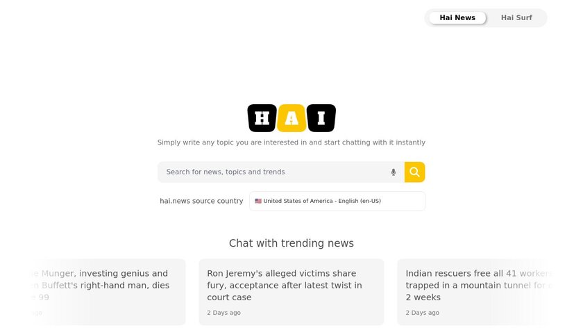 Hai.news Landing Page